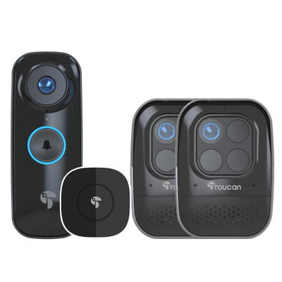 Toucan Wireless Video Doorbell PRO & Wireless Security Camera PRO (2-Pack) Bundle