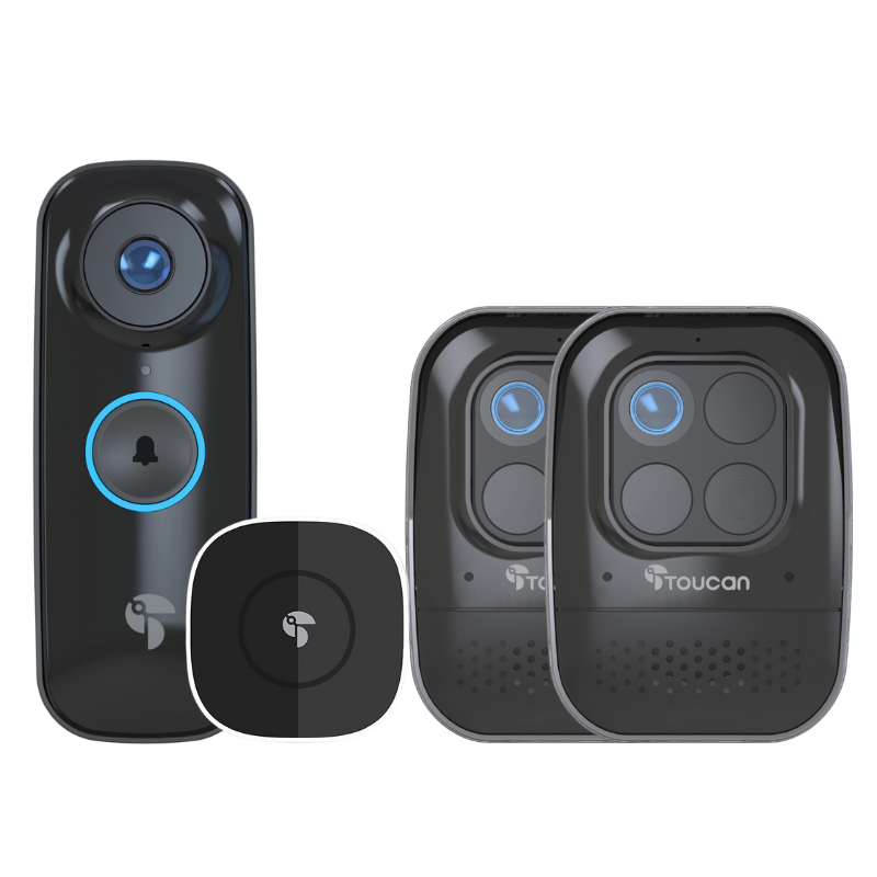Toucan Wireless Video Doorbell PRO & Wireless Security Camera PRO (2-Pack) Bundle