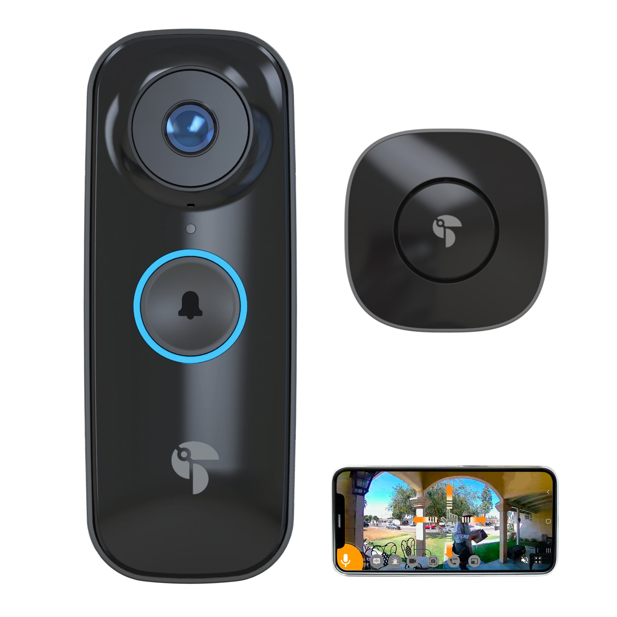 Toucan Wireless Video Doorbell PRO & Wireless Security Camera PRO (3-Pack) Bundle