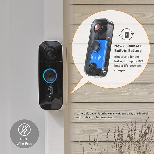 Toucan Wireless Video Doorbell, Includes Chime and New Improved Rechargeable Battery