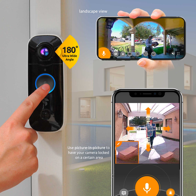 Toucan Wireless Video Doorbell, Includes Chime and New Improved Rechargeable Battery (2 Pack)