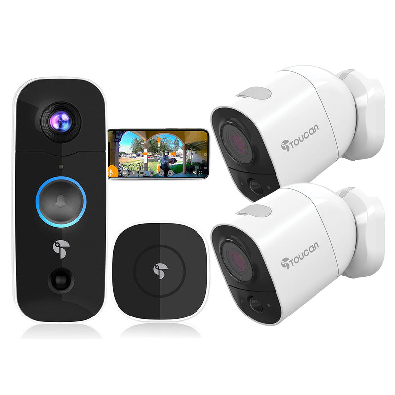 Toucan Wireless Video Doorbell & Security Camera (2 Pack) Bundle