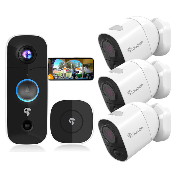 Toucan Wireless Video Doorbell & Security Camera (3 Pack) Bundle